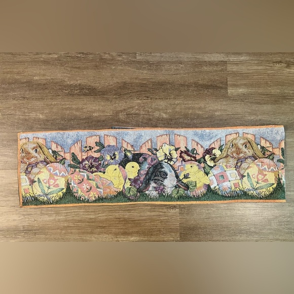 Lillian Vernon Easter Tapestry Table Runner Rabbits 70" Long &‎ 2 Placemats C33 - Picture 2 of 9